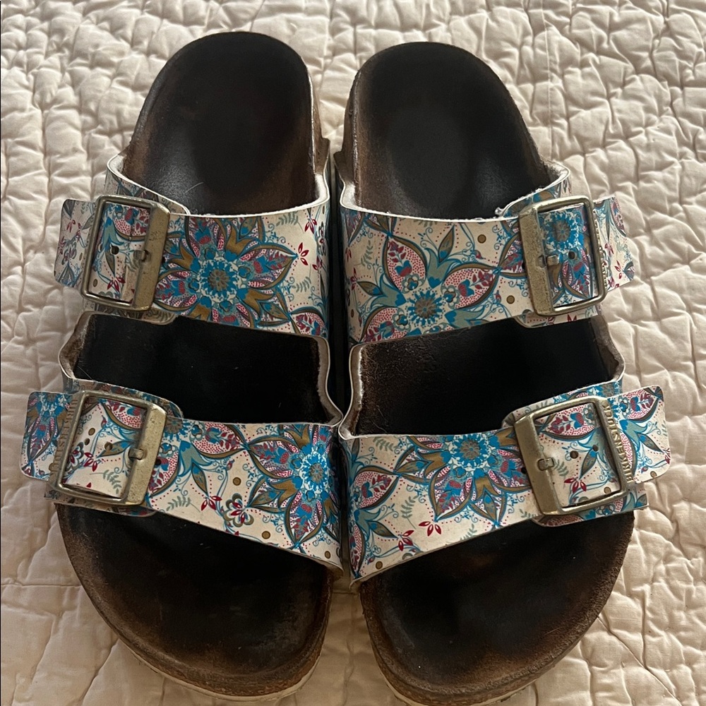 Women's Birkenstock Floral-print Double Buckle Slide Sandals